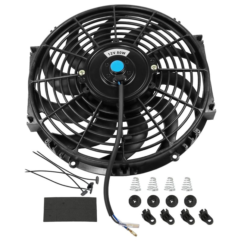 JDMSPEED New 12" Inch Universal Slim Fan Push Pull Electric Radiator Cooling 12V Mount Kit - Image 1